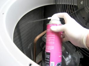 Cleaning AC with Aerosol Cleaner