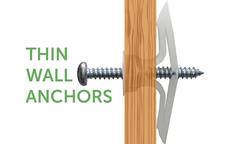 Thin Wall Anchors for Hollow Walls, Doors, and Togglers