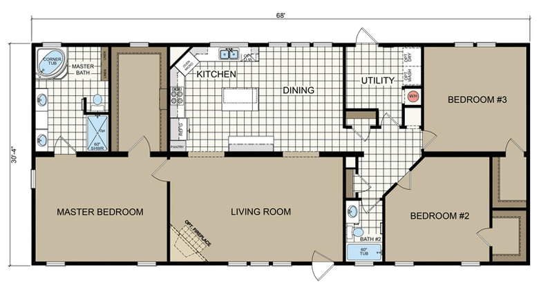 Champion Homes Manufactured Home Plans - 3 Bedroom 2 Bath - 2063 Square Feet