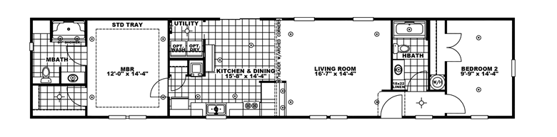 2 Bed 2 Bath - Mobile Home Floor Plan - Clayton Homes
