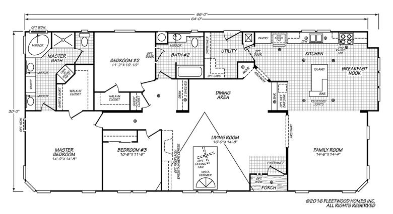 Fleetwood Manufactured Home Floor Plan 3 Bed 2 Bath