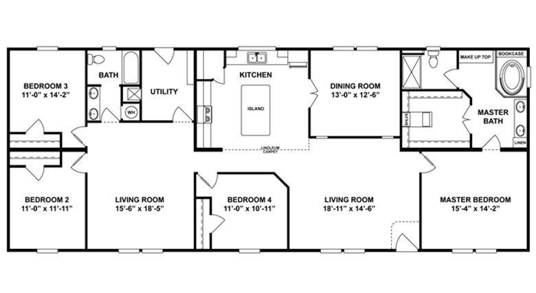 Mobile Home Floor Plan from Schult - 3 Bed 2 bath